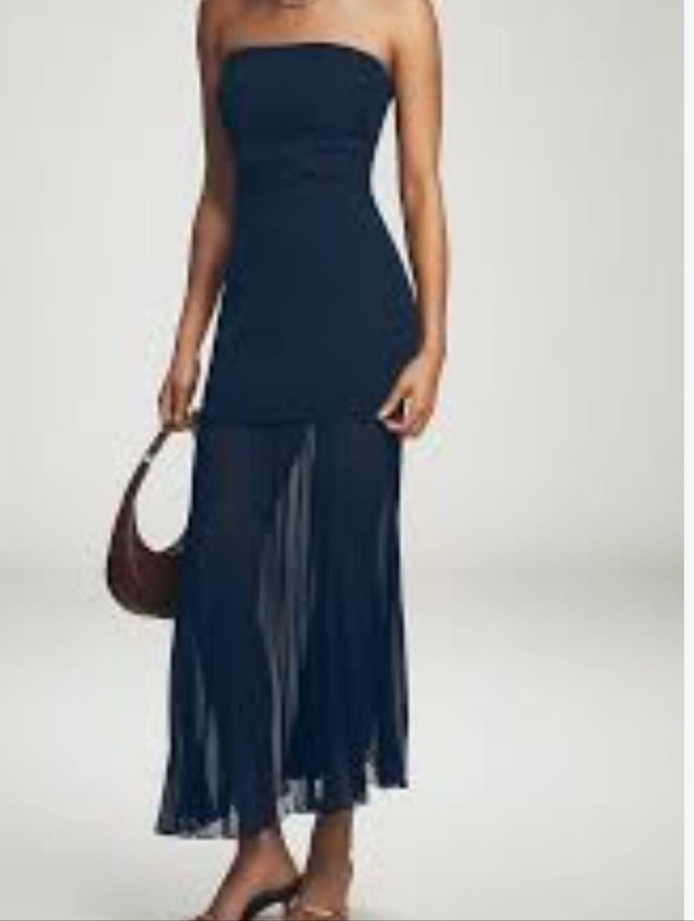 Anthrologie Navy Strapless Twofer Pleated Midi *NWT *Medium